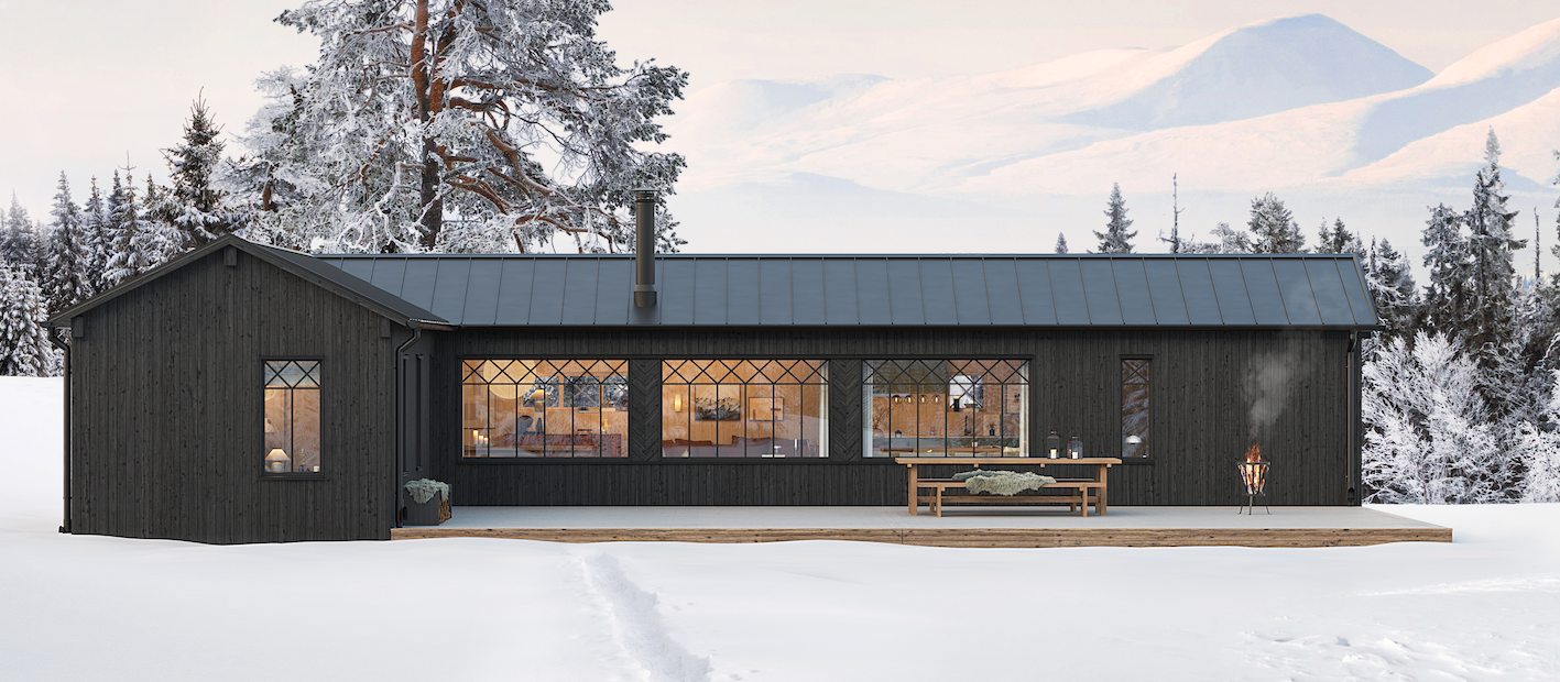 Svart fjällstuga 105 kvm