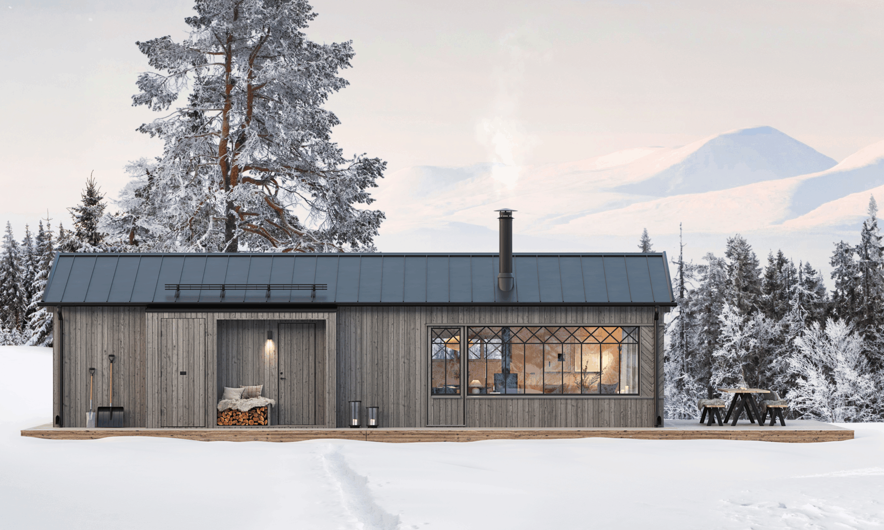 Fjällstuga i tjärvitriol