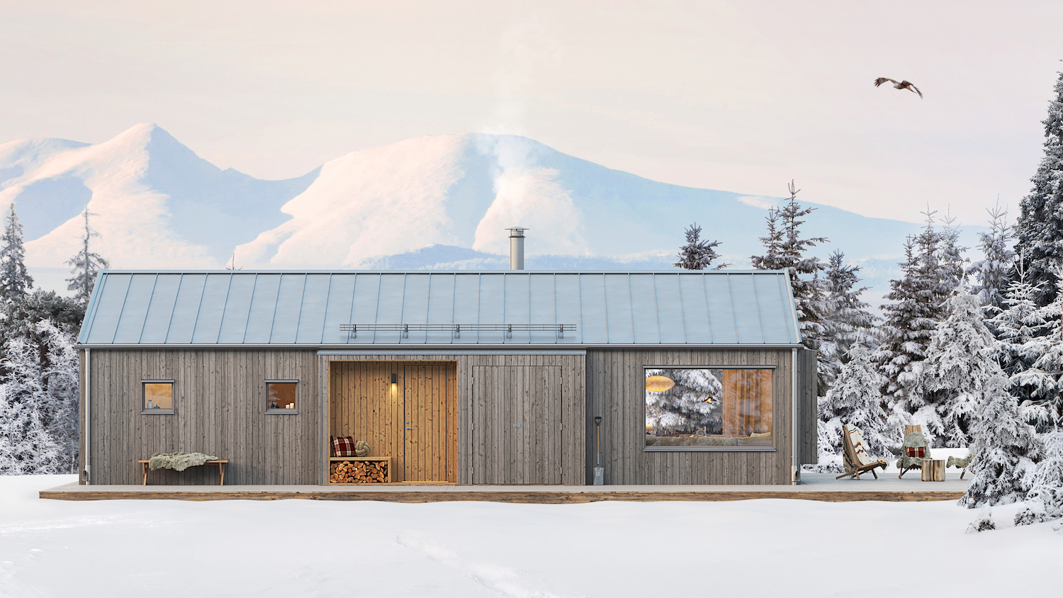 Fjällstuga 75 kvm i tidlöst utförande