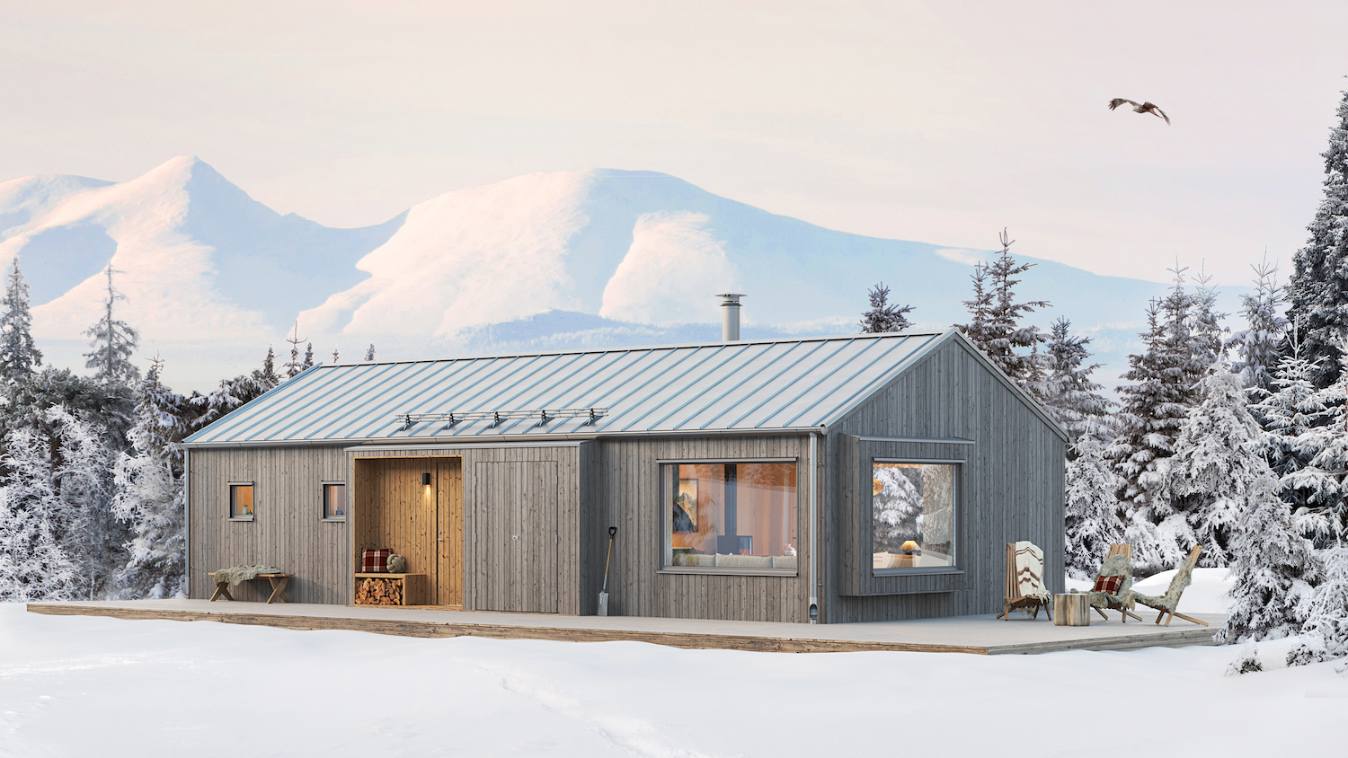 Fjällstuga 75 kvm i tidlöst utförande