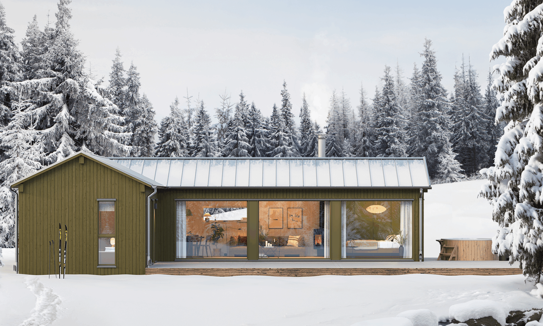 L-formad fjällstuga