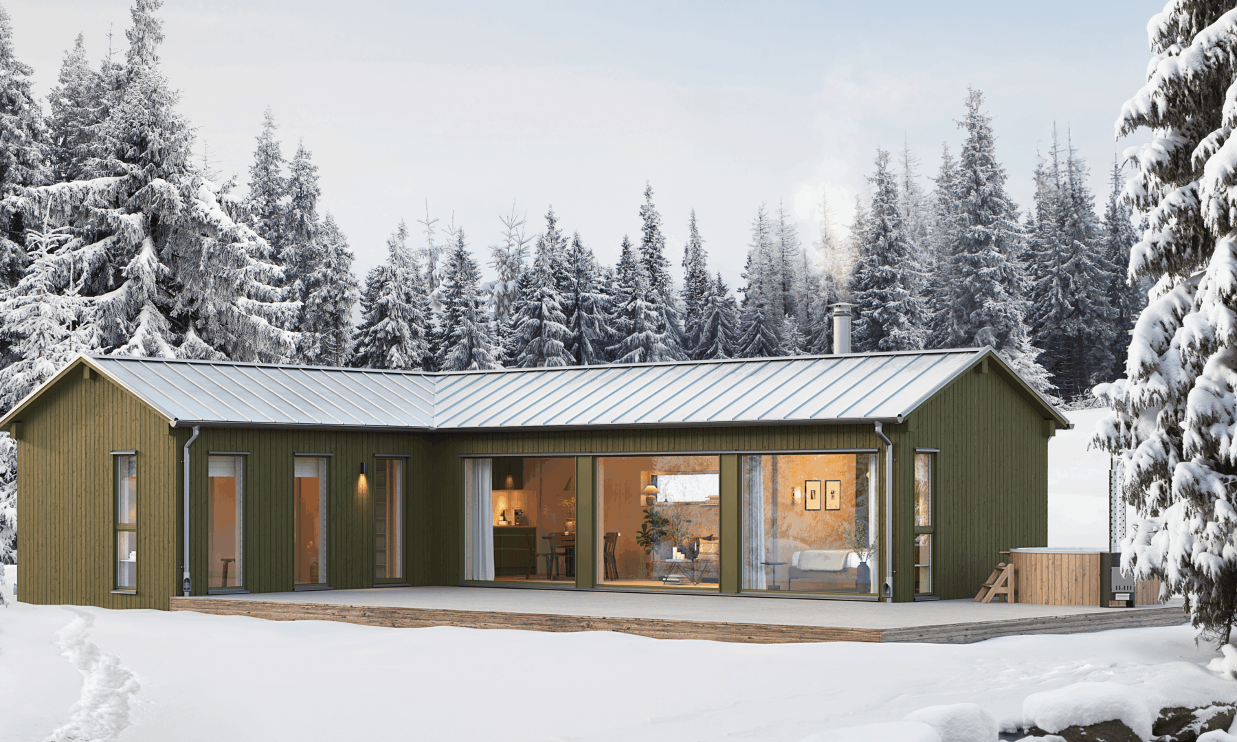 Fjällstuga i vinkel